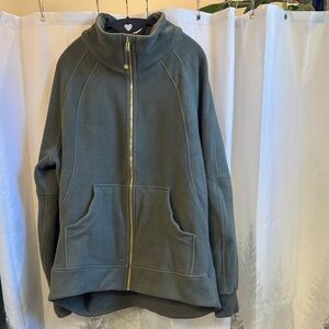 Lululemon Scuba Army Green Tumbled Fleece Zip Up Funnel Neck